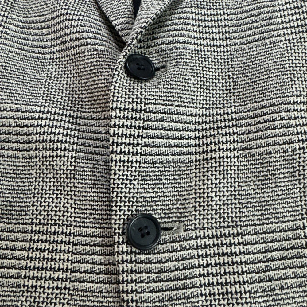 Stafford Sz 42R Silk Wool Gray Black Glen Plaid‎ Blazer Sport Suit Jacket